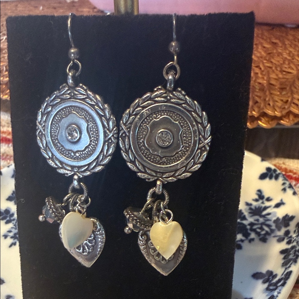 Brighton Silver and Gold Heart Drop Earrings